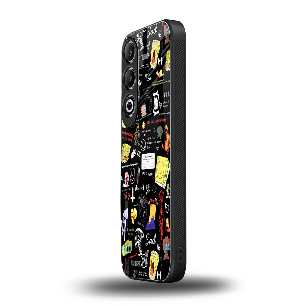 black aesthetic collage back phone cover | glass case for oneplus nord ce 4