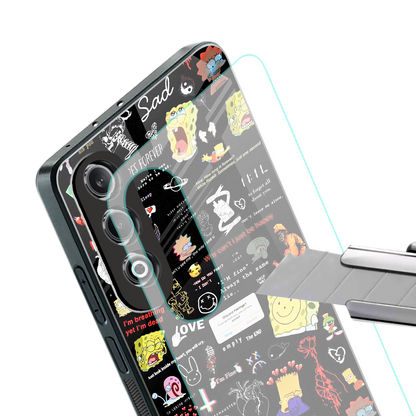 black aesthetic collage back phone cover | glass case for oneplus nord ce 4