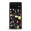 black aesthetic collage back phone cover | glass case for google pixel 6 pro