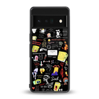 black aesthetic collage back phone cover | glass case for google pixel 6 pro