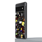black aesthetic collage back phone cover | glass case for google pixel 6 pro