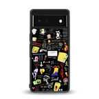 black aesthetic collage back phone cover | glass case for google pixel 6