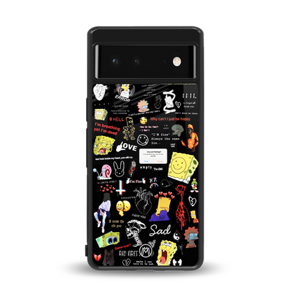 black aesthetic collage back phone cover | glass case for Google Pixel 6A