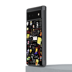 black aesthetic collage back phone cover | glass case for google pixel 6