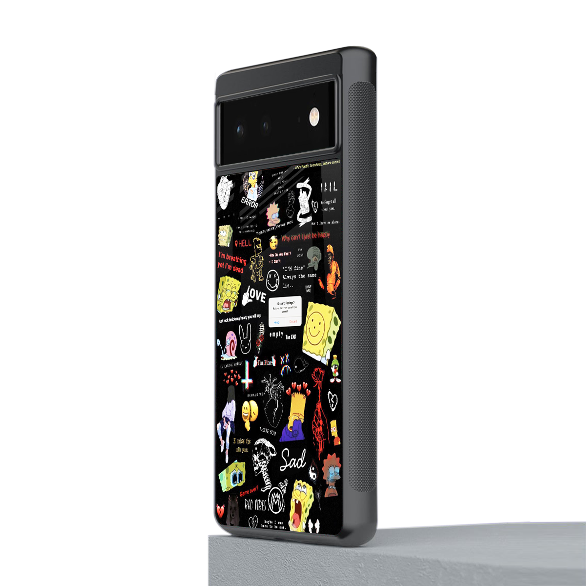 black aesthetic collage back phone cover | glass case for google pixel 6