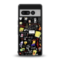 black aesthetic collage back phone cover | glass case for google pixel 7 pro
