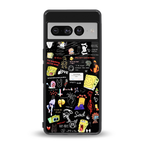 black aesthetic collage back phone cover | glass case for google pixel 7 pro
