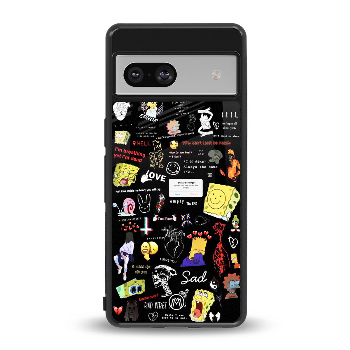 black aesthetic collage back phone cover | glass case for Google Pixel 7