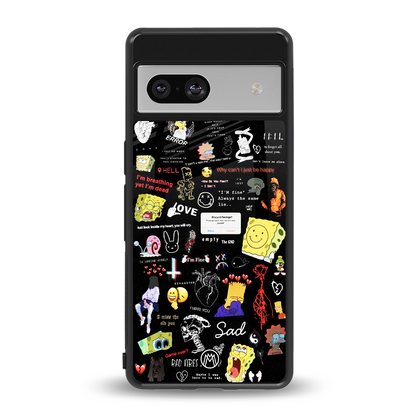 black aesthetic collage back phone cover | glass case for Google Pixel 7