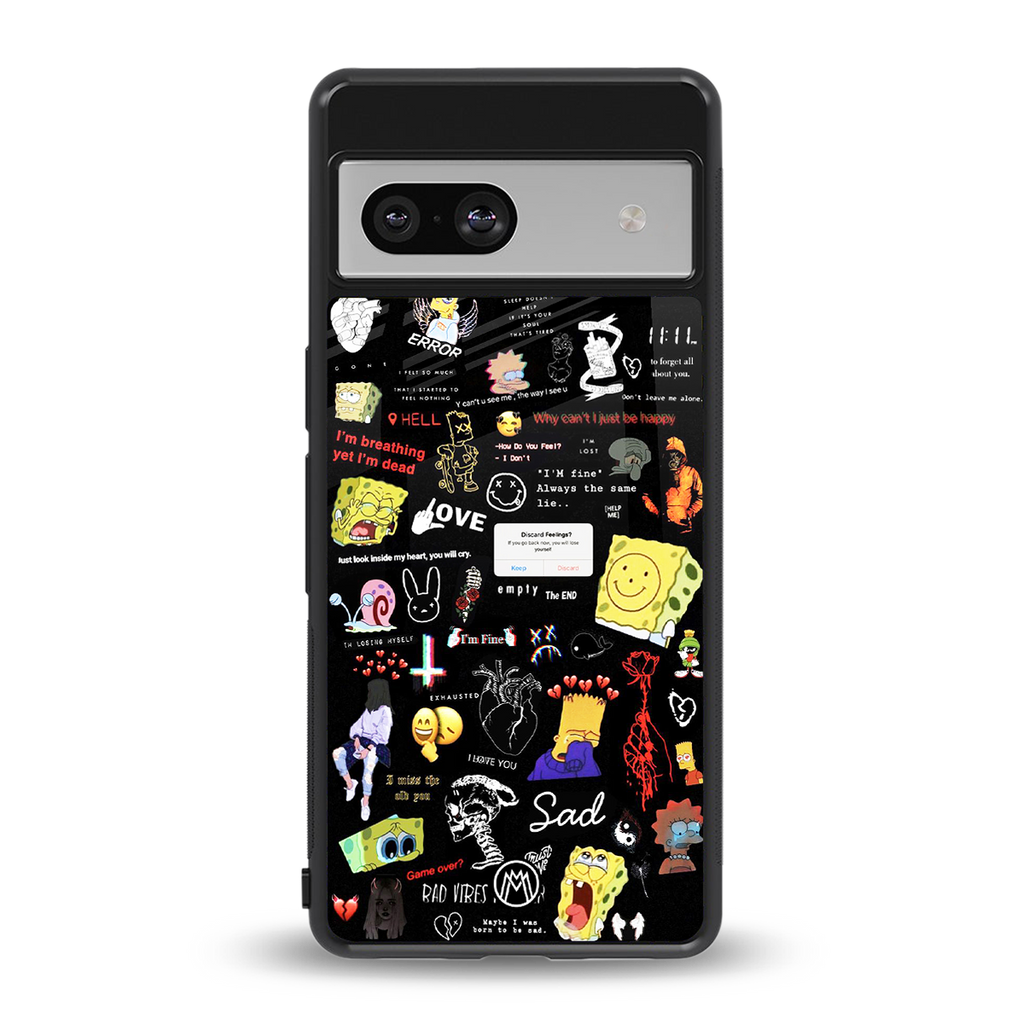 black aesthetic collage back phone cover | glass case for Google Pixel 7A