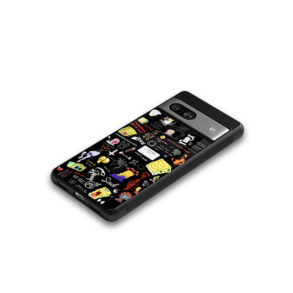 black aesthetic collage back phone cover | glass case for Google Pixel 7