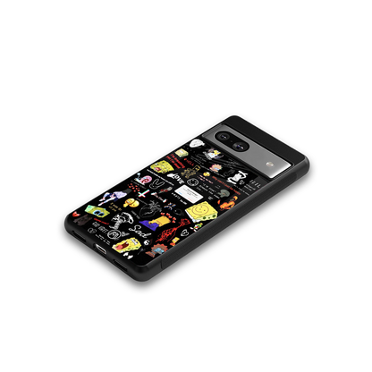 black aesthetic collage back phone cover | glass case for Google Pixel 7