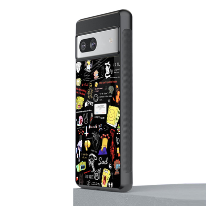 black aesthetic collage back phone cover | glass case for Google Pixel 7