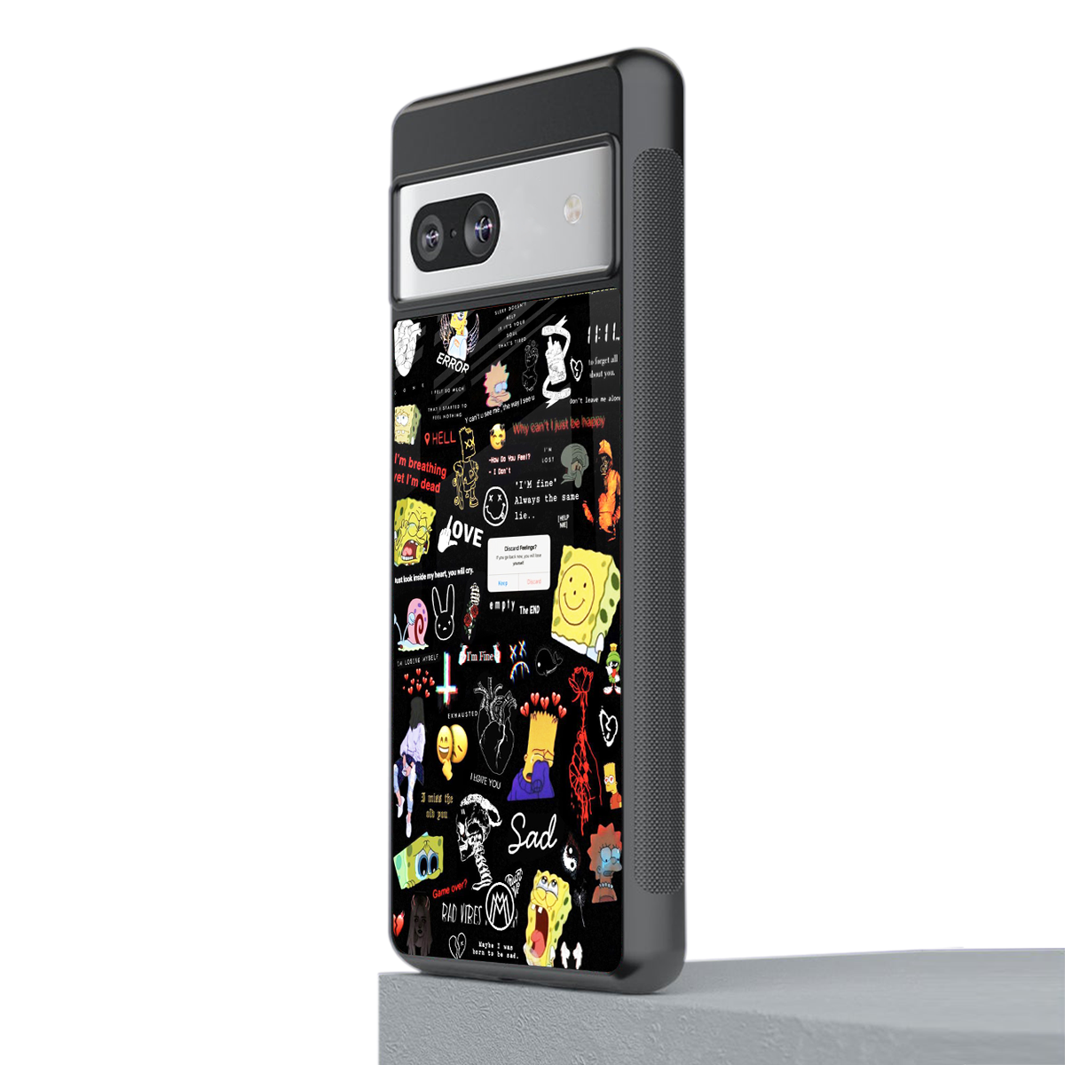 black aesthetic collage back phone cover | glass case for Google Pixel 7A