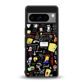 black aesthetic collage back phone cover | glass case for google pixel 8 pro
