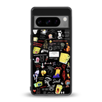 black aesthetic collage back phone cover | glass case for google pixel 8 pro