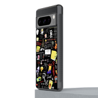 black aesthetic collage back phone cover | glass case for google pixel 8 pro