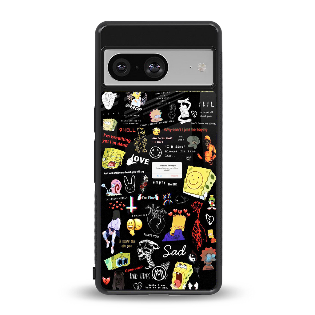 black aesthetic collage back phone cover | glass case for Google Pixel 8