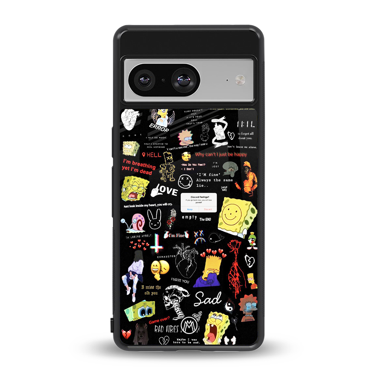 black aesthetic collage back phone cover | glass case for Google Pixel 8