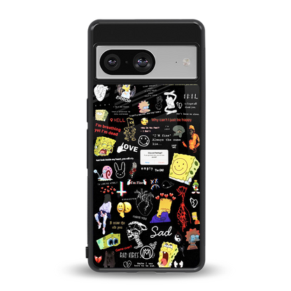 black aesthetic collage back phone cover | glass case for Google Pixel 8