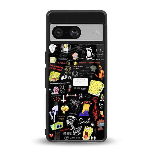 black aesthetic collage back phone cover | glass case for Google Pixel 8