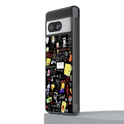 black aesthetic collage back phone cover | glass case for Google Pixel 8