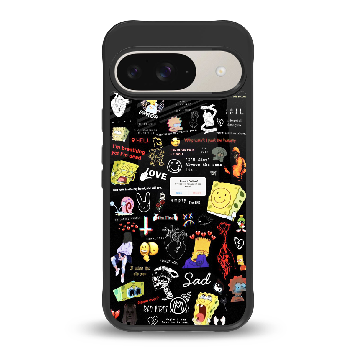 black aesthetic collage back phone cover | glass case for google pixel 9