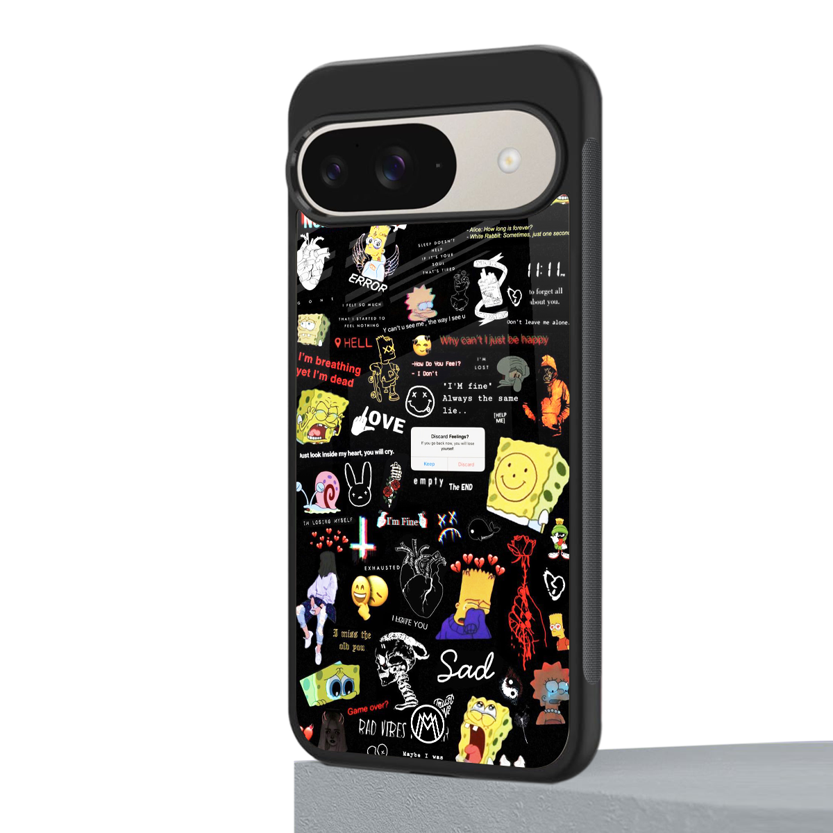 black aesthetic collage back phone cover | glass case for google pixel 9