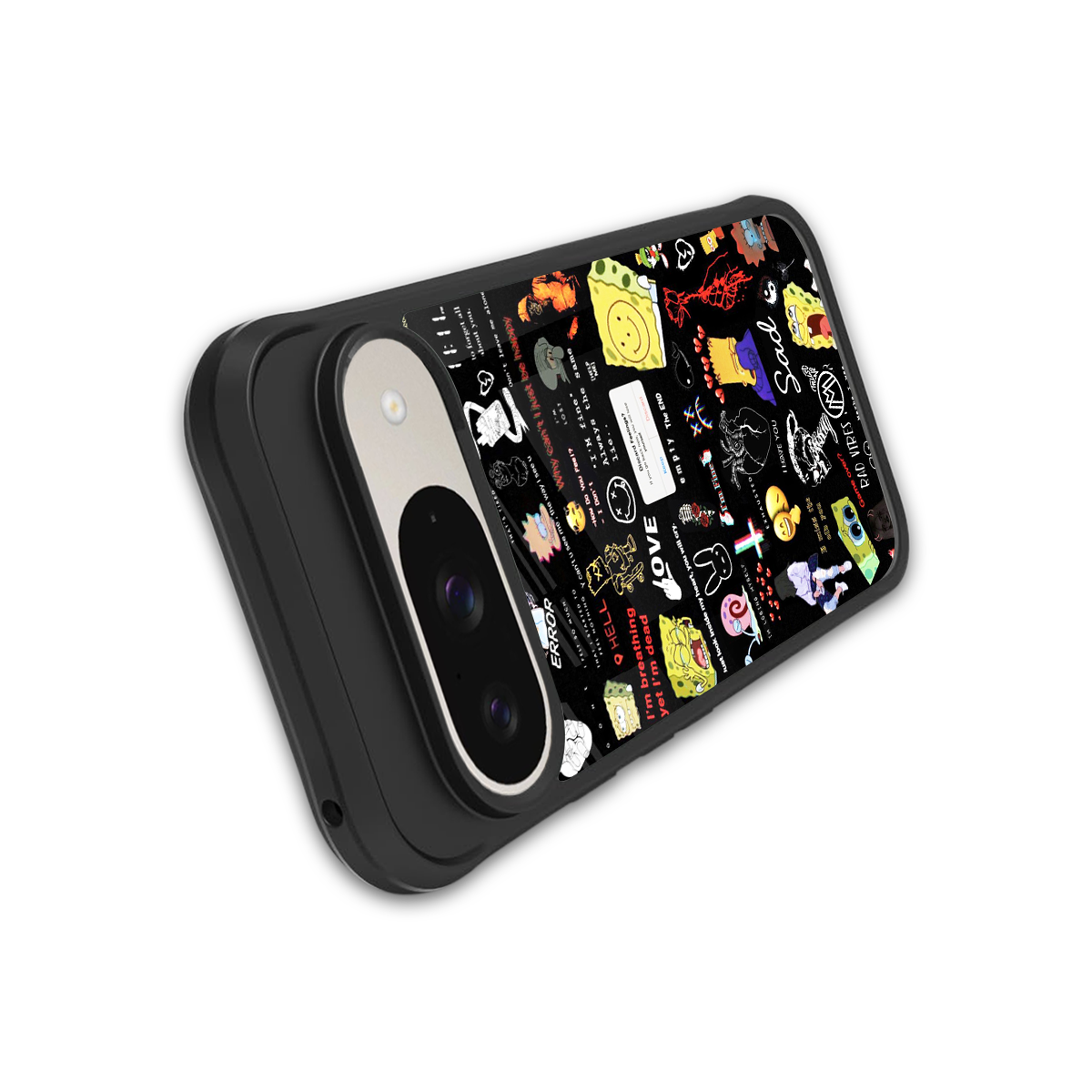 black aesthetic collage back phone cover | glass case for google pixel 9
