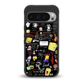 black aesthetic collage back phone cover | glass case for google pixel 9 pro