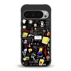 black aesthetic collage back phone cover | glass case for google pixel 9 pro