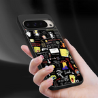 black aesthetic collage back phone cover | glass case for google pixel 9 pro