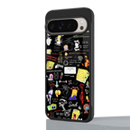 black aesthetic collage back phone cover | glass case for google pixel 9 pro