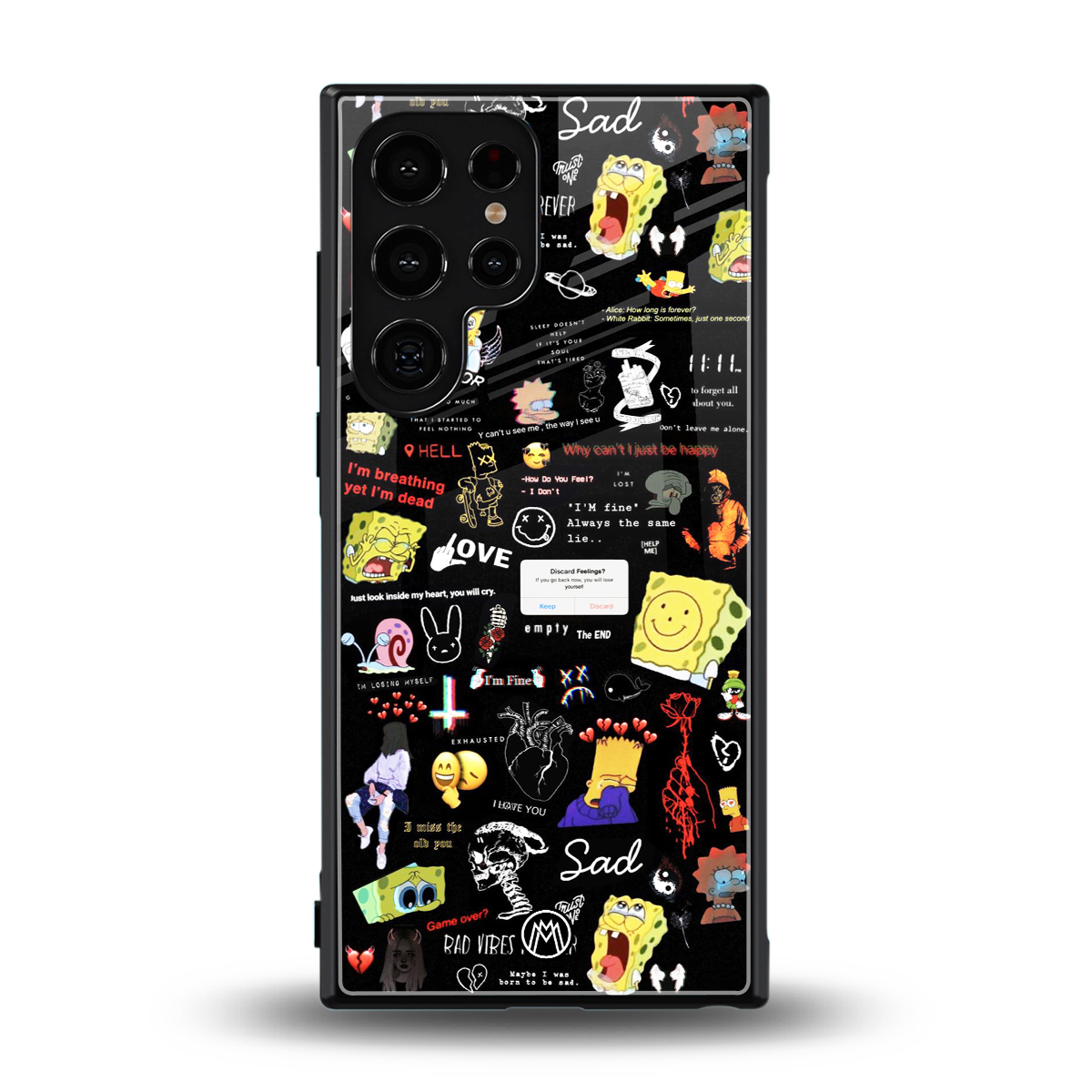 black aesthetic collage back phone cover | glass case for samsung galaxy s24 ultra