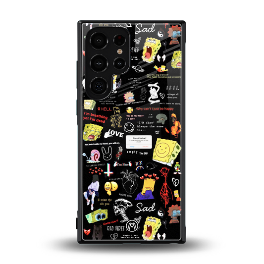 black aesthetic collage back phone cover | glass case for samsung galaxy s24 ultra