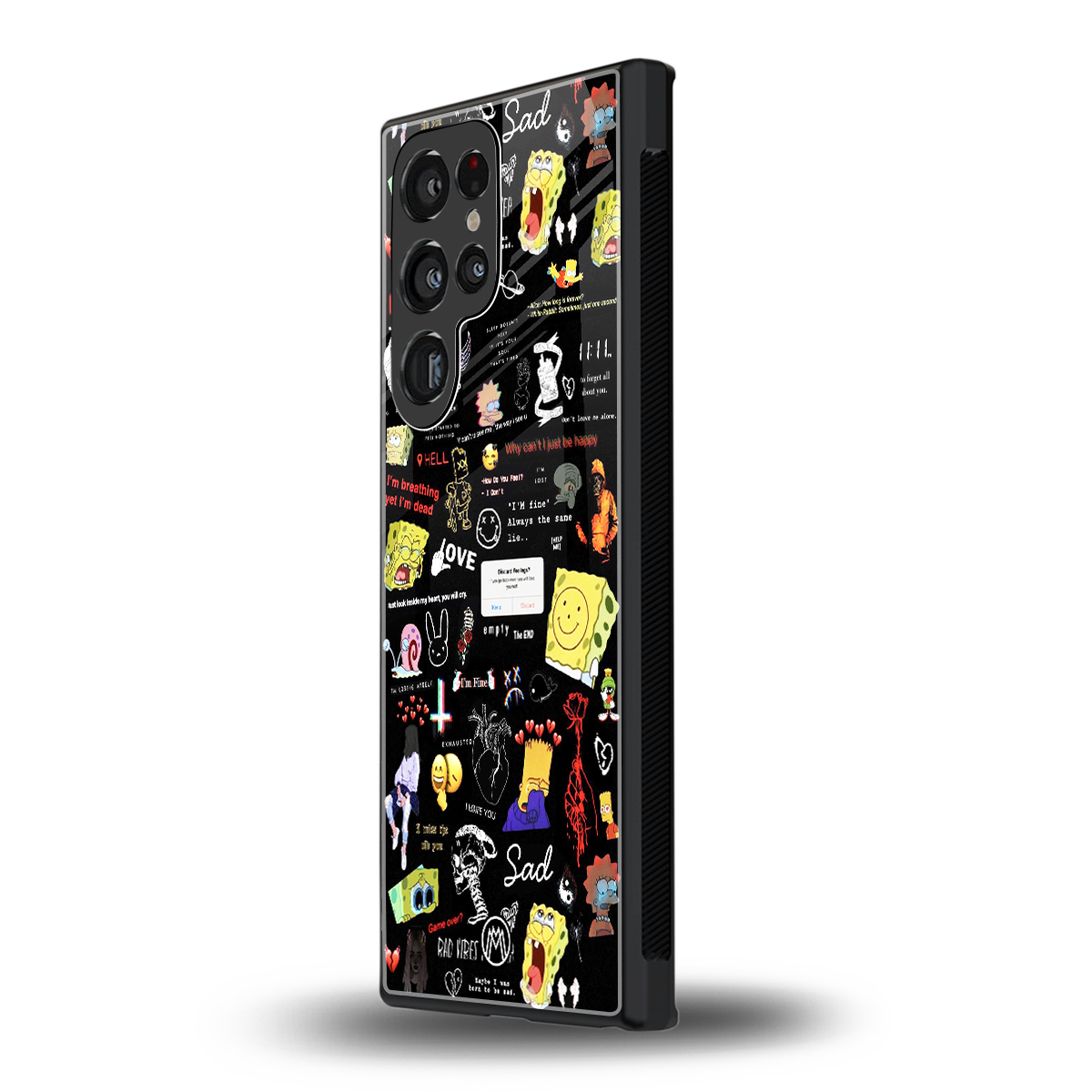 black aesthetic collage back phone cover | glass case for samsung galaxy s23 ultra