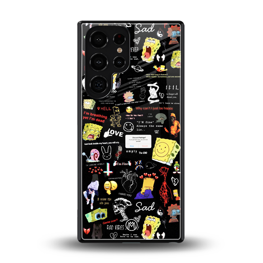 black aesthetic collage back phone cover | glass case for samsung galaxy s25 ultra