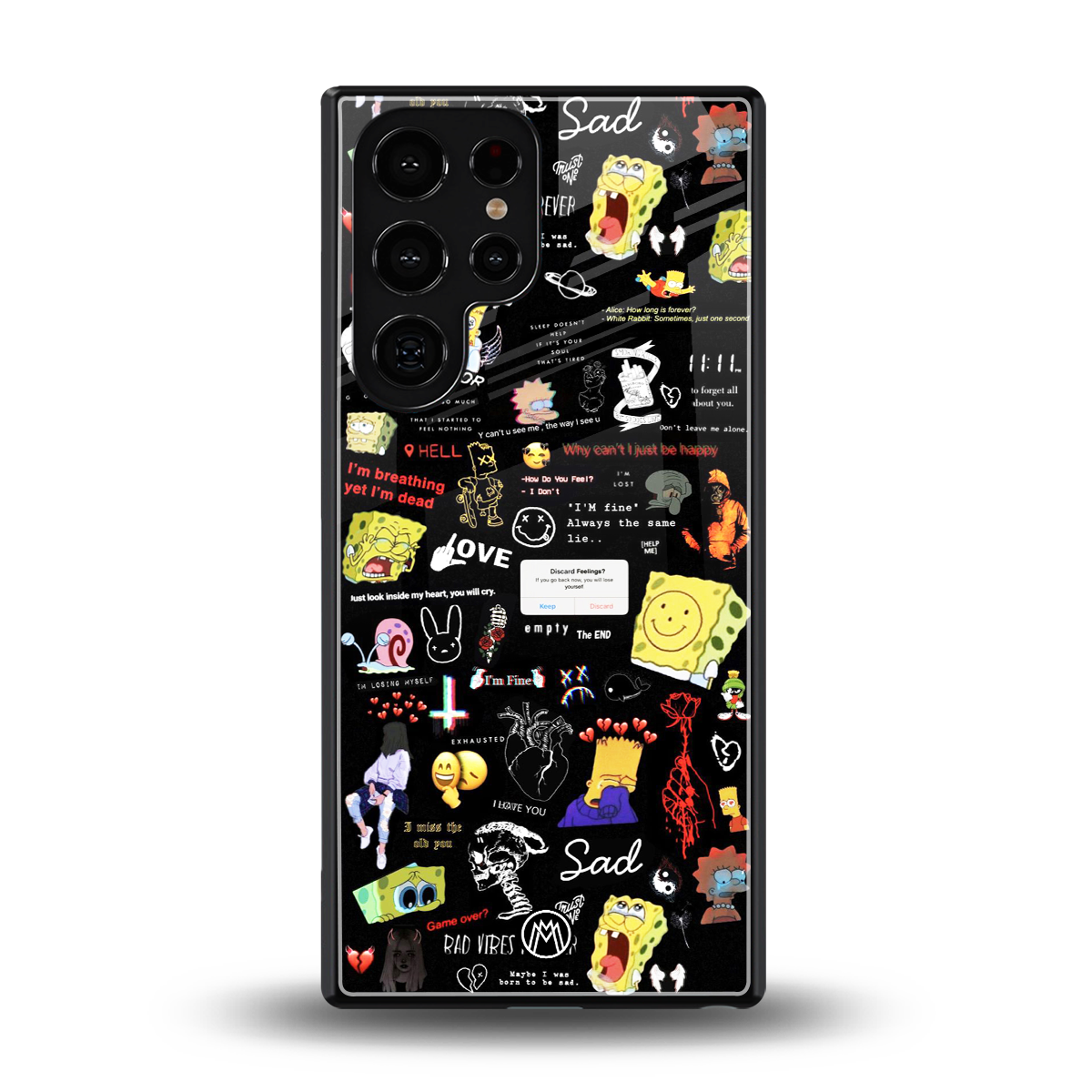 black aesthetic collage back phone cover | glass case for samsung galaxy s25 ultra