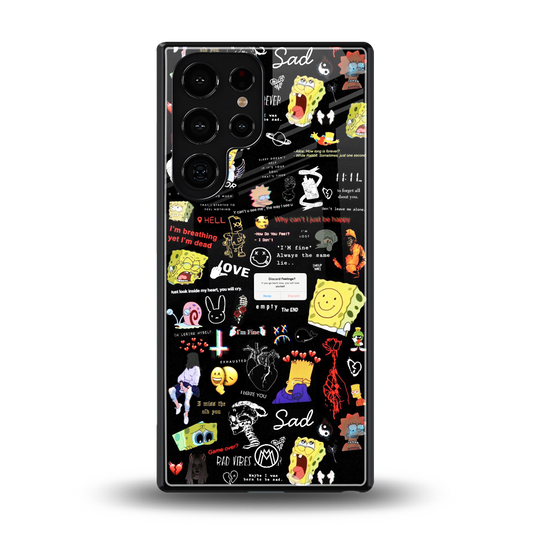 black aesthetic collage back phone cover | glass case for samsung galaxy s25 ultra