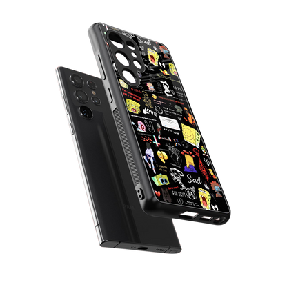 black aesthetic collage back phone cover | glass case for samsung galaxy s25 ultra