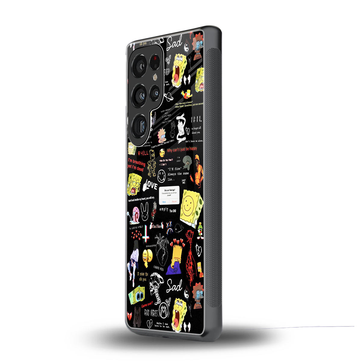 black aesthetic collage back phone cover | glass case for samsung galaxy s25 ultra