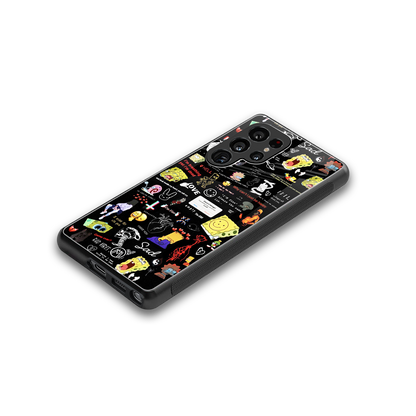black aesthetic collage back phone cover | glass case for samsung galaxy s25 ultra