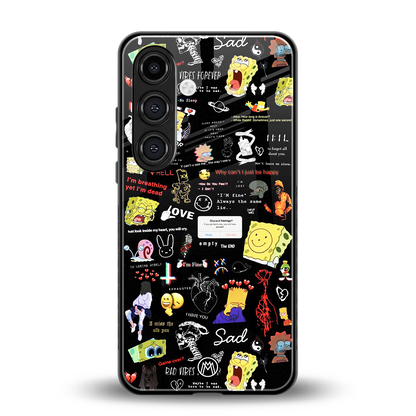 black aesthetic collage back phone cover | glass case for samsung galaxy s23 plus