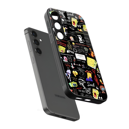 black aesthetic collage back phone cover | glass case for samsung galaxy s23