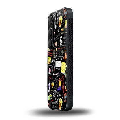 black aesthetic collage back phone cover | glass case for samsung galaxy s23