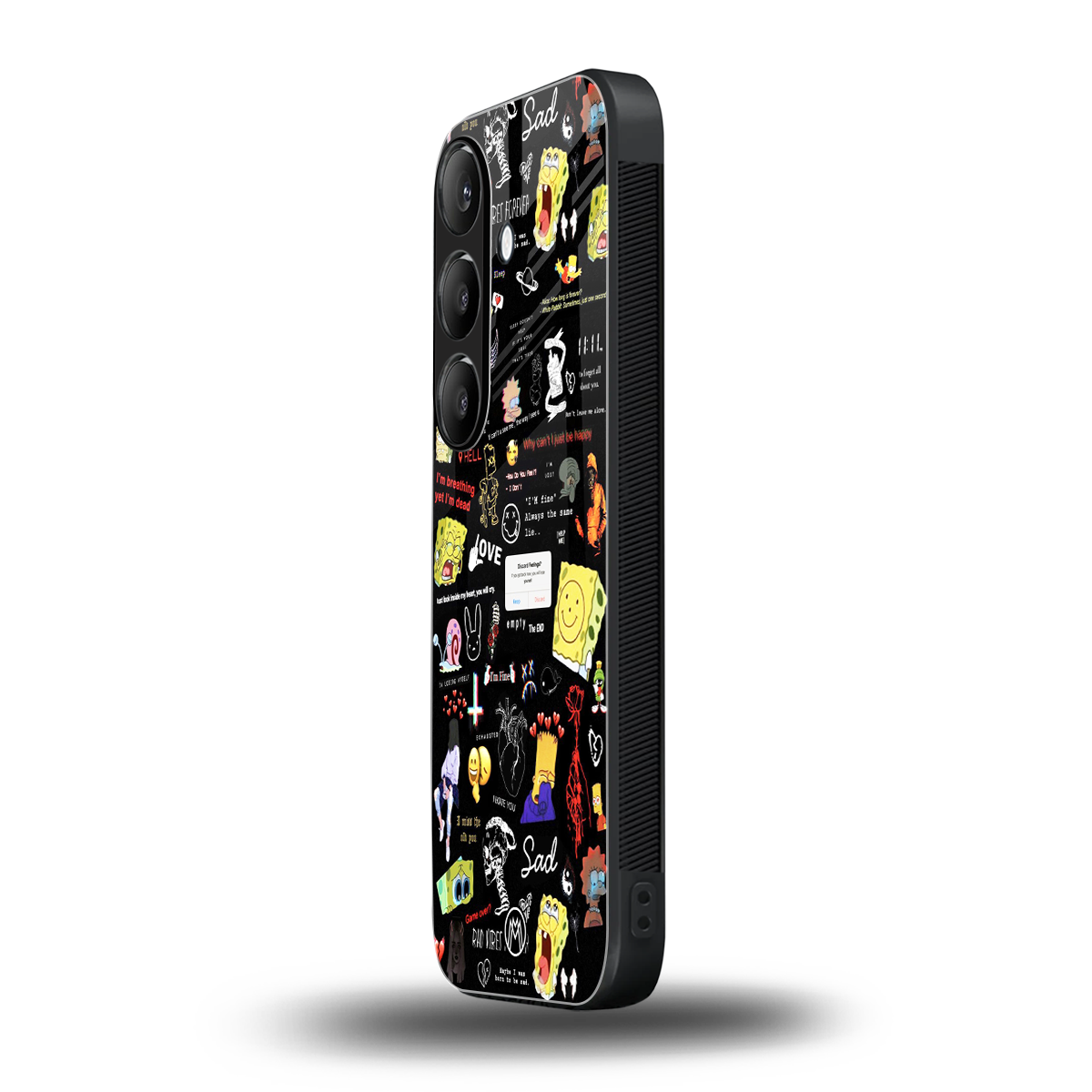 black aesthetic collage back phone cover | glass case for samsung galaxy s24 fe