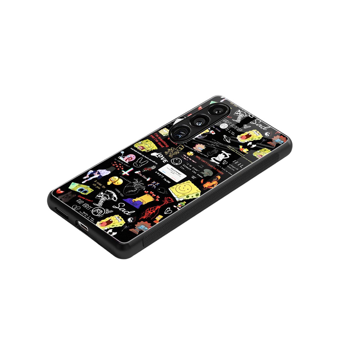 black aesthetic collage back phone cover | glass case for samsung galaxy s23 plus