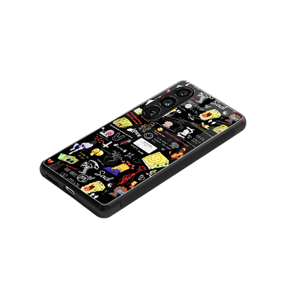 black aesthetic collage back phone cover | glass case for samsung galaxy s23