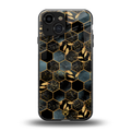 black blue tile marble back phone cover | glass case for iphone 13 mini