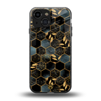 black blue tile marble back phone cover | glass case for iphone 13 mini